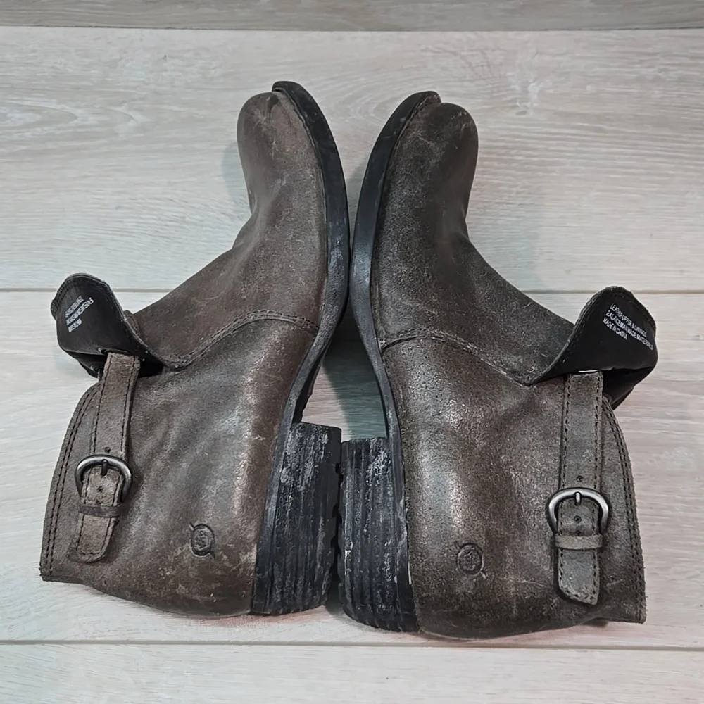 Born Women Jem  Distressed Leather Moto Ankle Boots shoes sz 7M